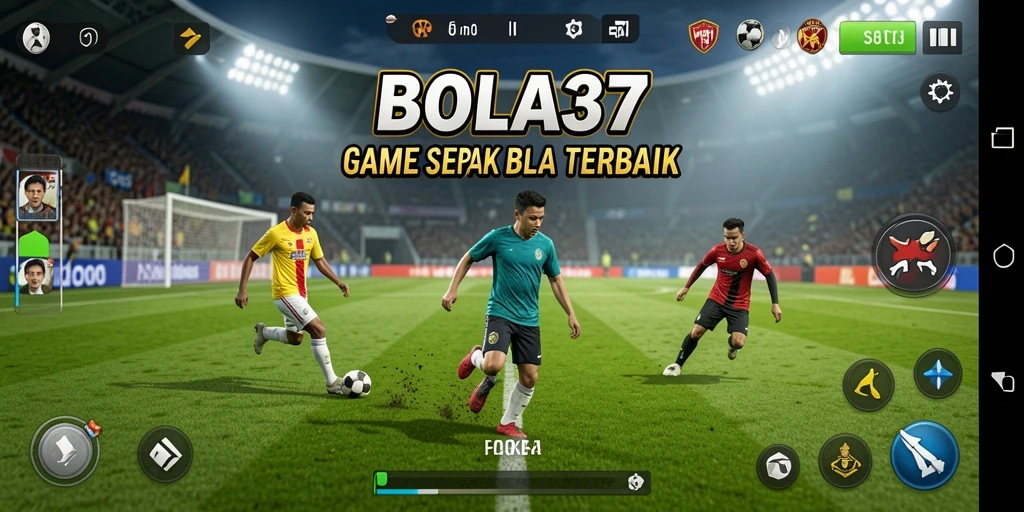 Gameplay BOLA37 menampilkan aksi sepak bola seru.