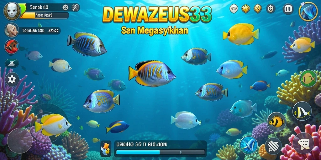 Screenshot DEWAZEUS33 menunjukkan gameplay seru menembak ikan.