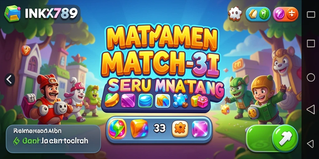 Screenshot INK789 menampilkan gameplay Match-3 yang menyenangkan.