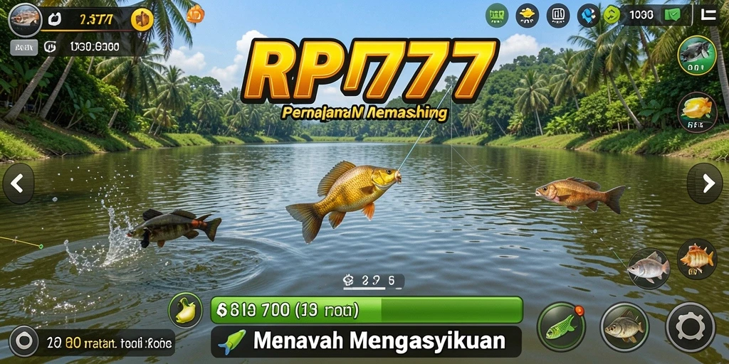 Tampilan gameplay RP777 yang menyenangkan saat memancing ikan.