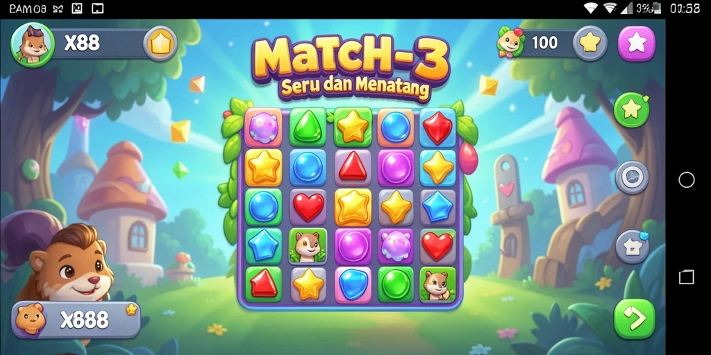 Screenshot gameplay X88 dengan tampilan colorful dan seru.